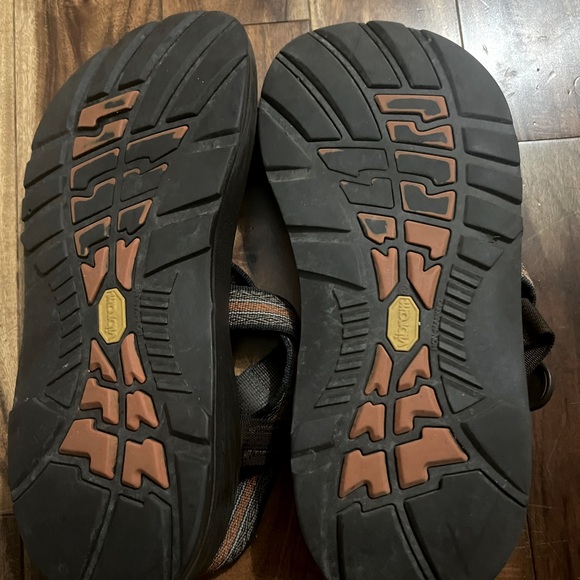 CHACO Z/1 Z1 Z Classic Vibram Hiking Water Sandals Brown Orange Stripe Men’s 12 - Picture 2 of 4